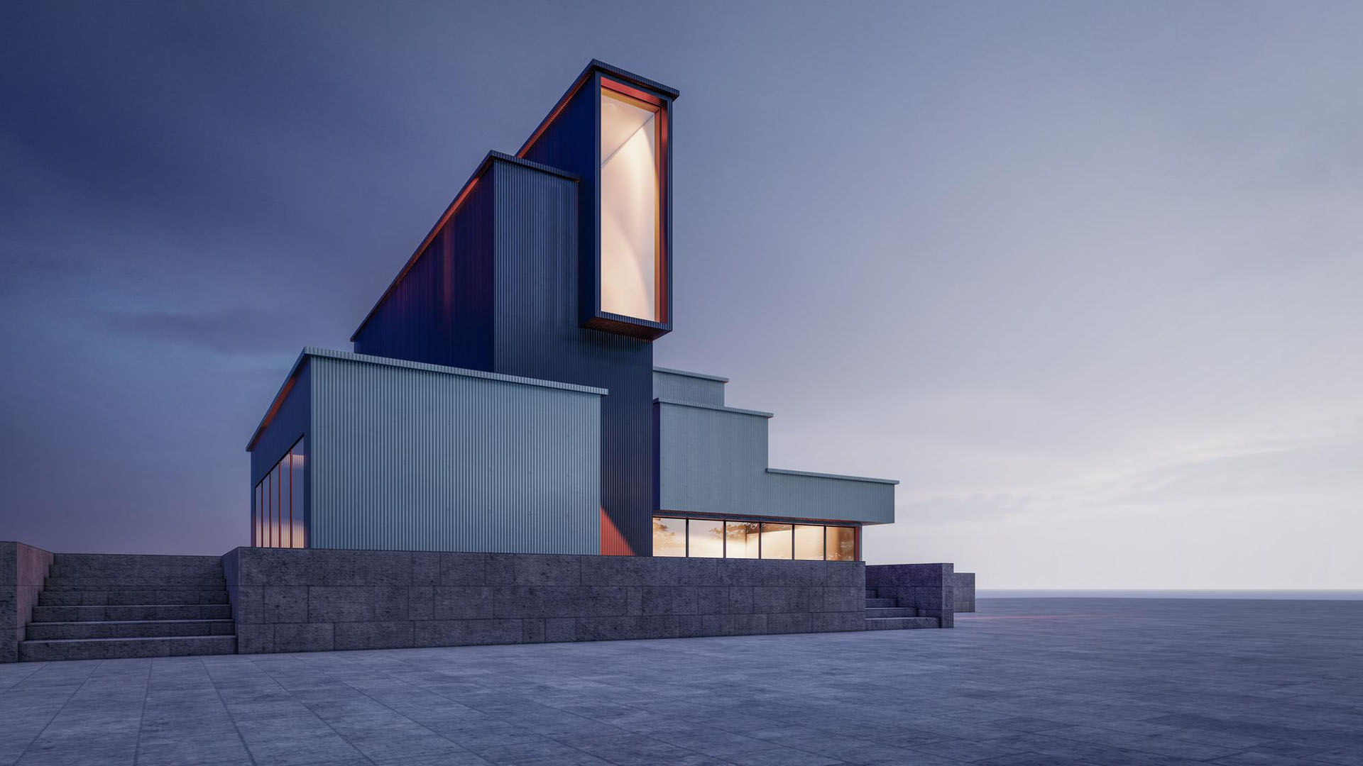 architecture 3d rendering illustration modern minimal house with natural landscape 1